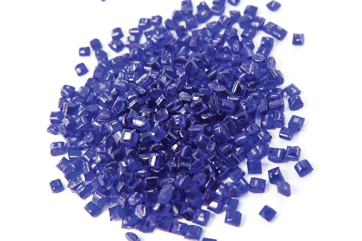 Blue resin pellets